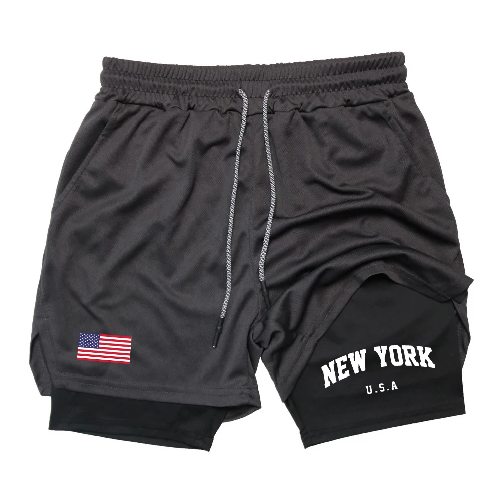 شورت جيد التهوية سريع الجفاف للرجال ، 2 في 1 ، تدر...