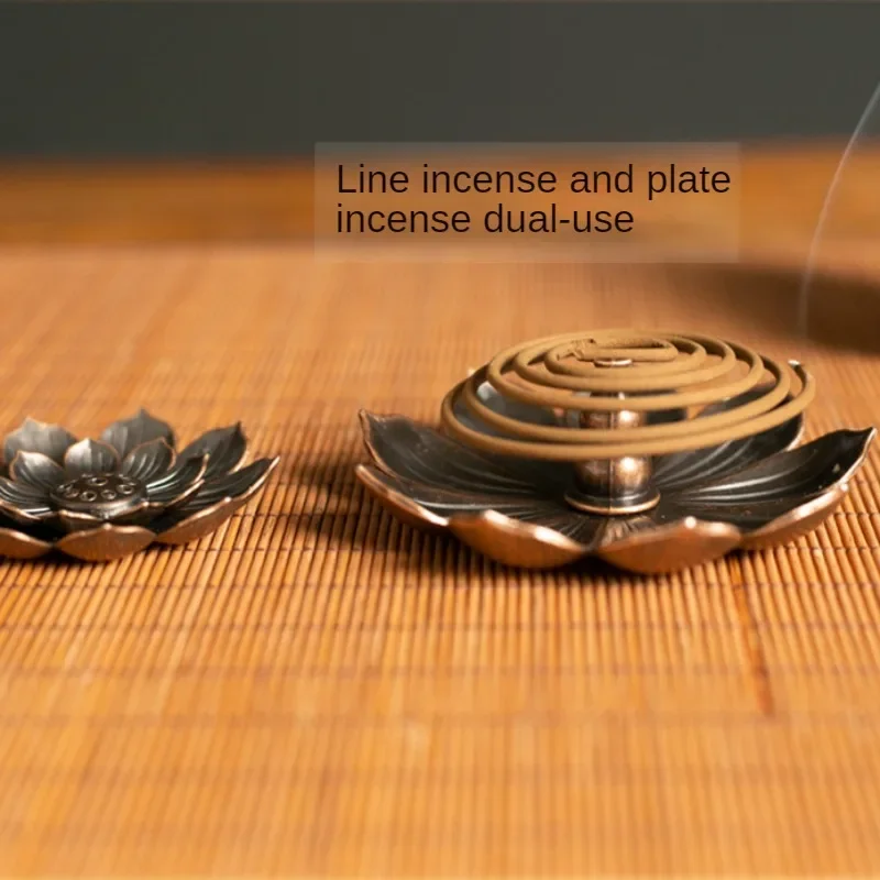 Incense Holder for Sticks Alloy Incense Burner Creative 3 levels Lotus Incense Stick Holder and Detachable Ash Catcher — view 5
