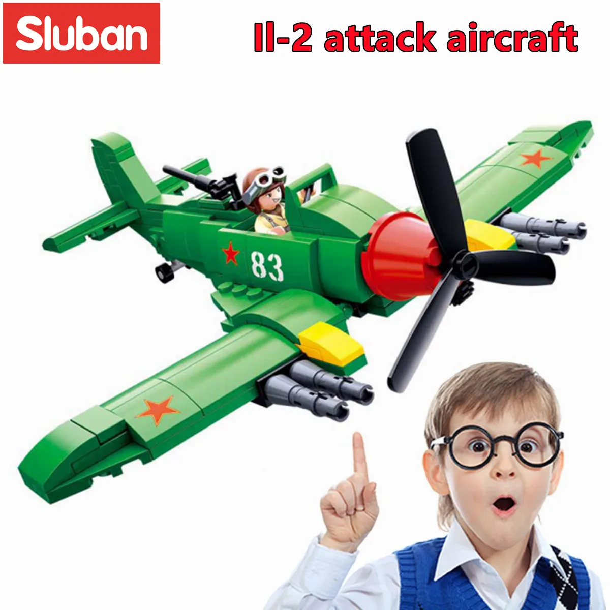 

Конструктор Sluban, игрушки, военная Вторая мировая война, Ilyushin II-2 Fighter Jet, 170 деталей, кирпичи B0683, атакующий самолет, подходит для ведущих брендов
