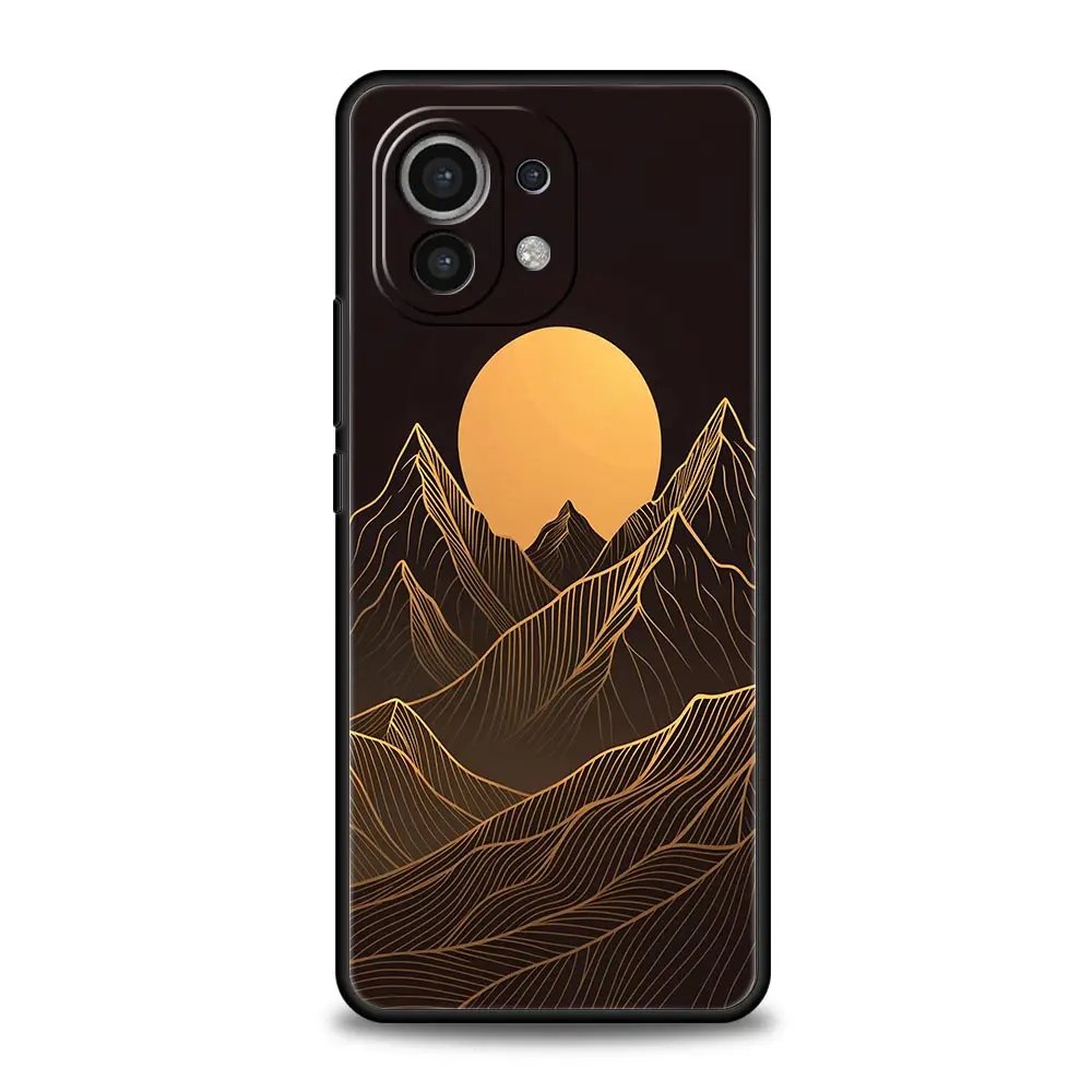 Abstract Mountain Sunrise Line Soft Case Cover