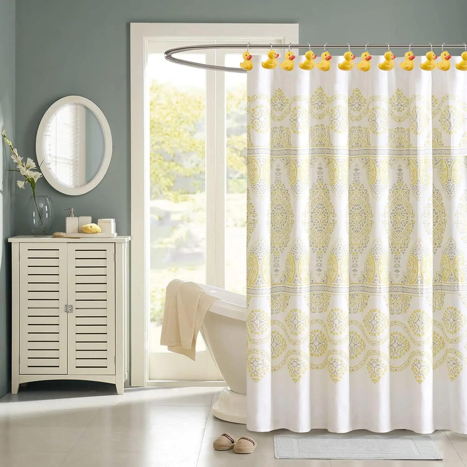 Home Fashions Yellow Duck Anti Rust Decorative Ducky Resin Hooks for Bathroom Shower Curtain,Bedroom,Living Room Curtain 2Pcs