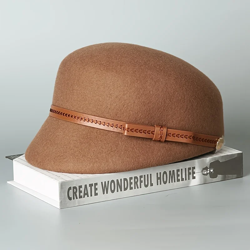 Cotton Newsboy Cap Wool duckbill hat for children's autumn and winter newsboy hat retro fashion versatile equestrian beanie