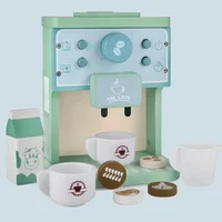 Kids Kitchen Toy Set Wooden Coffee Maker Set Simulation Cookie Maker Kit Pretend Play Educational Toys Gifts for Girls Boys 1