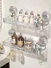 Bathroom Storage Rack Transparent Light Luxury Wall Mounted Non Perforated Strong Suction Cup Bathroom Storage Rack 1