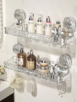 Bathroom Storage Rack Transparent Light Luxury Wall Mounted Non Perforated Strong Suction Cup Bathroom Storage Rack 1