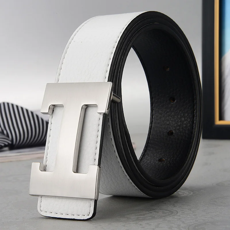 Luxury Genuine Leather 3.8cm Metal Buckle Belt 5