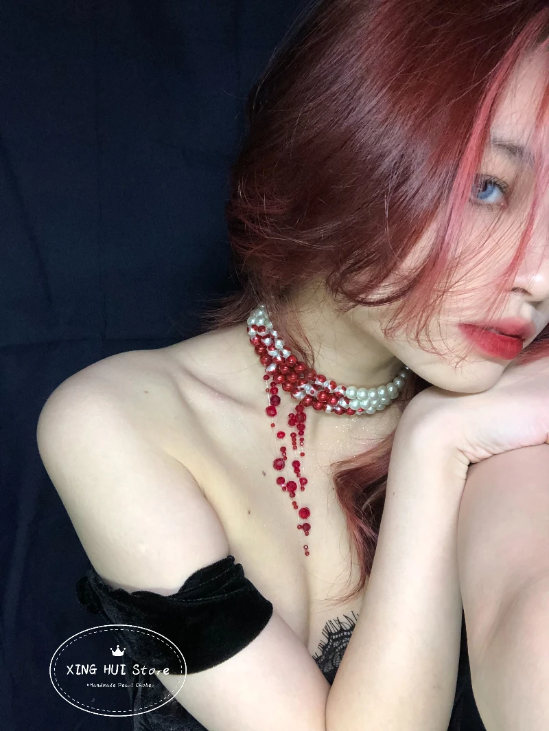 Collier 'perles De Sang' Pour Déguisement Halloween/Vampire - Lot Avec Bracelet Et Boucles D'oreilles