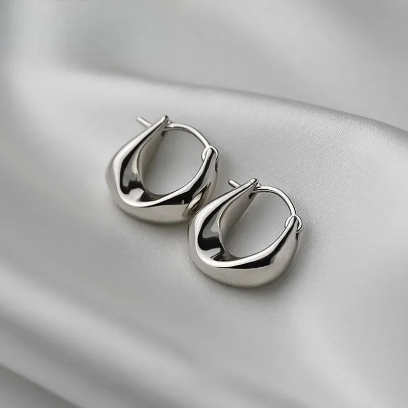 Vintage 925 Sterling Silver Earrings for Women Girls Ear Hoop Versatile Round Circle Drop Earrings Fashion Party Jewery Gifts