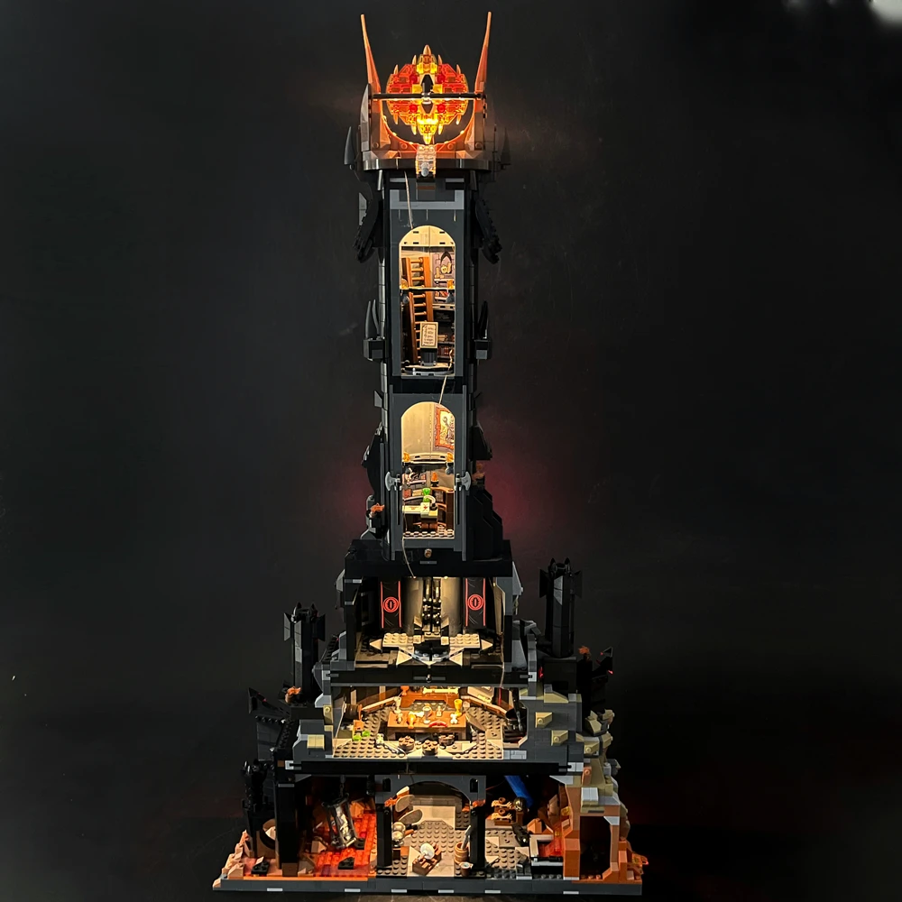 레고 10333 반지의 제왕용 BYB LED 조명 키트: Barad Dur Sauron 다크 타워 캐슬 리모콘(모델 제외)