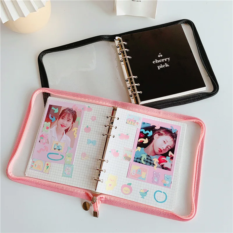 

1pc 2022 Cute A6 Zipper Binder Notebook & DIY Photocard Collect Book Postcards Organizer Hand Account Book School Stationery