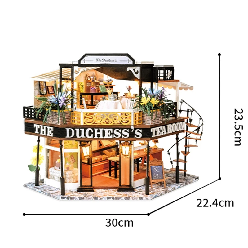 DIY Wooden The Duchess's Tea Room Cottage Doll Houses Miniature Model Kit Dollhouse with Furniture for Friends Birthday Gifts 6