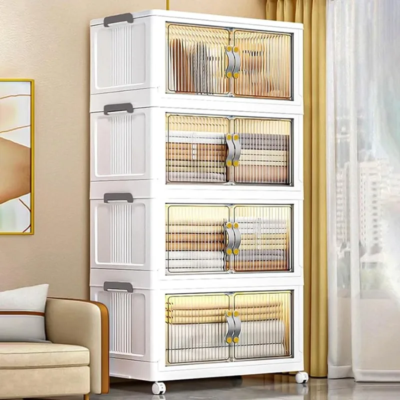 

Closet Organizers and Storage Stackable Storage Bins with Lids and Doors and Wheels, Dorm Room Essentials,Stackable Storage Bins