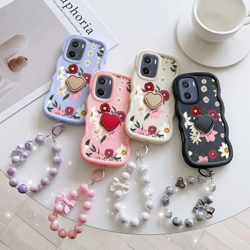 3-Piece Fragrant Flower Phone Case Set with Lanyard and Stand