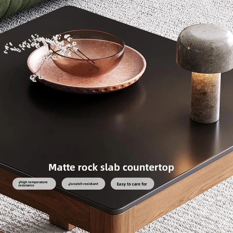 Tavolo quadrato moderno compatto multifunzionale in legno massello Armadietto laterale vintage Mobili minimalisti con supporto alto - immagine 3