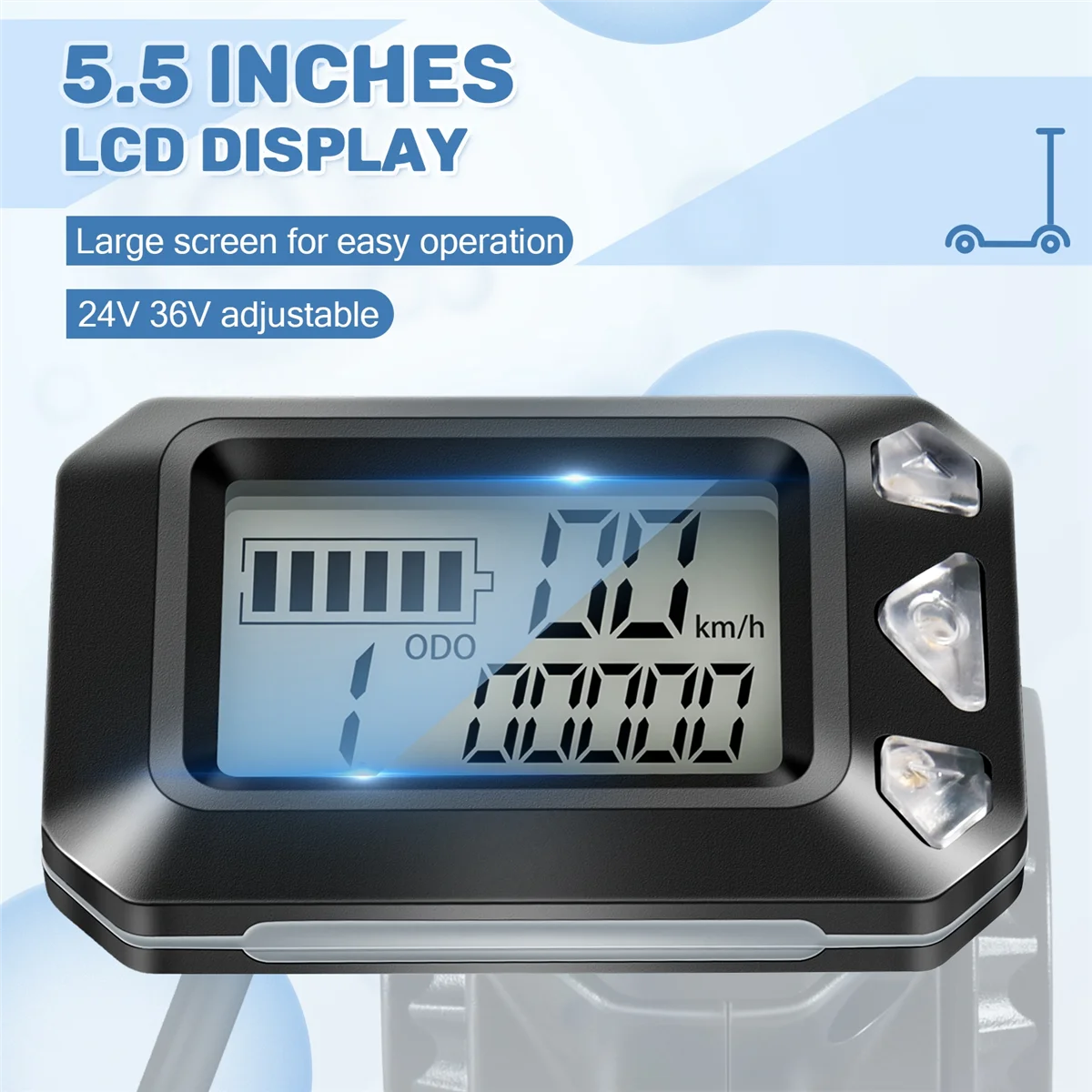 24V 36V Adjustable Electric Scooter Instrument Display Screen Switch Accelerator for 5.5 Inches Scooter Parts (6 Pins) 5