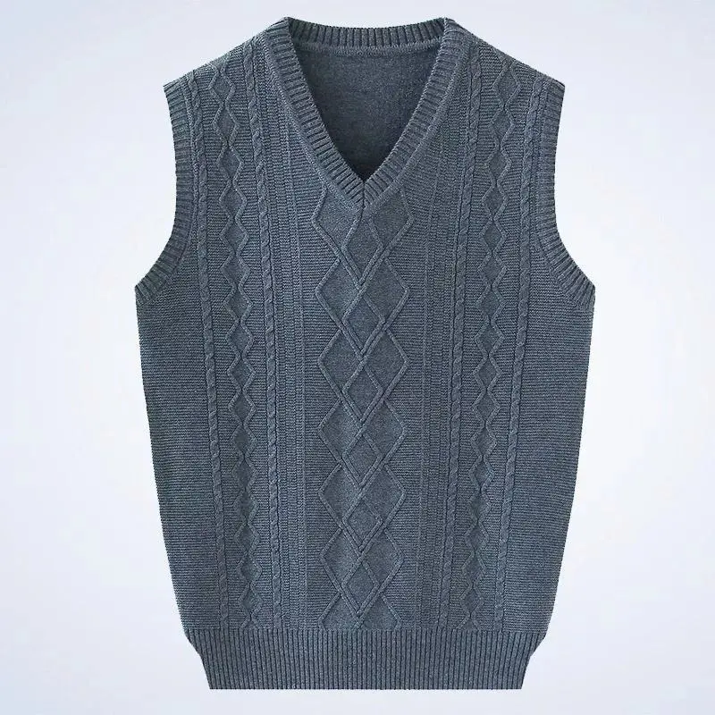 2023 New Sweater Vest Men All-match V-neck Solid Sleeveless Male Tops Basic Cozy Korean Style Casual Knitted Waistcoats R130