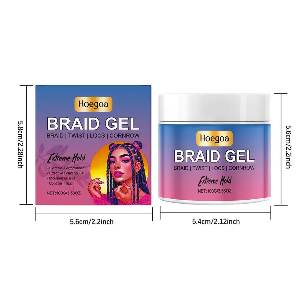 100g Strong Hold Lock And Twist Tames Frizz Edge Braiding Gel For African Hair High Shine Braids Weaving Styling Pomade