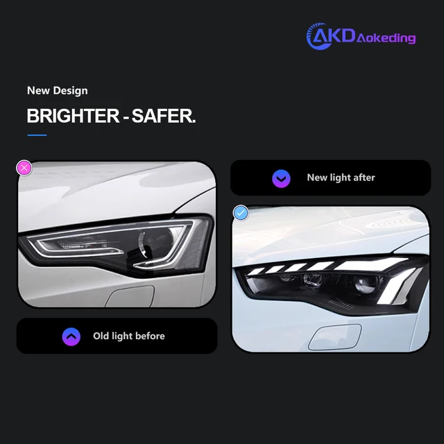 AKD رئيس مصباح لأودي A5 A5L LED المصباح 2008-2016 المصابيح الأمامية A5 DRL بدوره إشارة عالية شعاع الملاك العين العارض عدسة