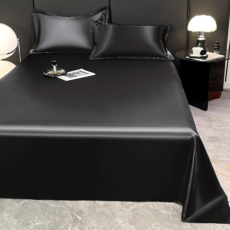 Luxury Satin Flat Sheet, Solid Color Bedsheet, Soft, Comfortable, Single, Double, Twin, King Size Bedding 230x250cm/180x230cm 2
