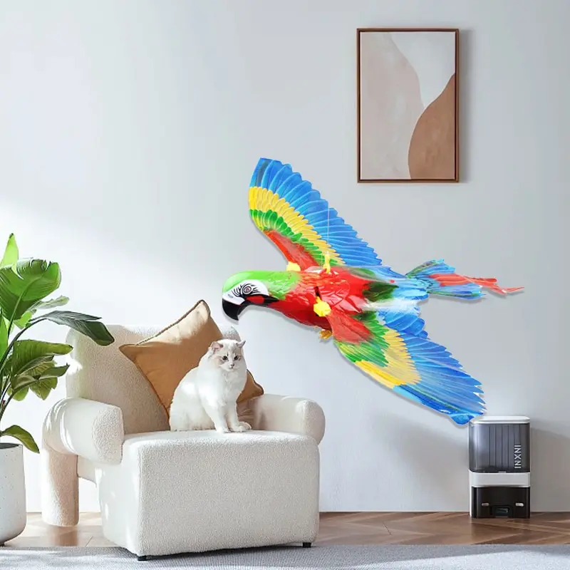 2pcs Cat Toys Simulation Electric Parrot Silent Hanging Line Flying Bird Toy Hovering Teasing Pet Training Supplies
