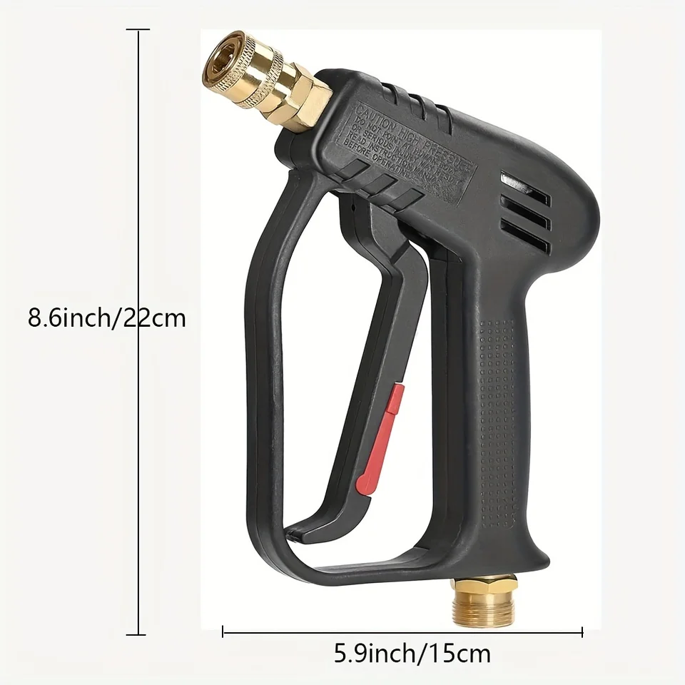 Pistola De Alta Presión 4000 PSI - Conexión Giratoria M22-14mm, 5 Boquillas, Compatible Con Kärcher | Para Coches, Patios Y Jardines