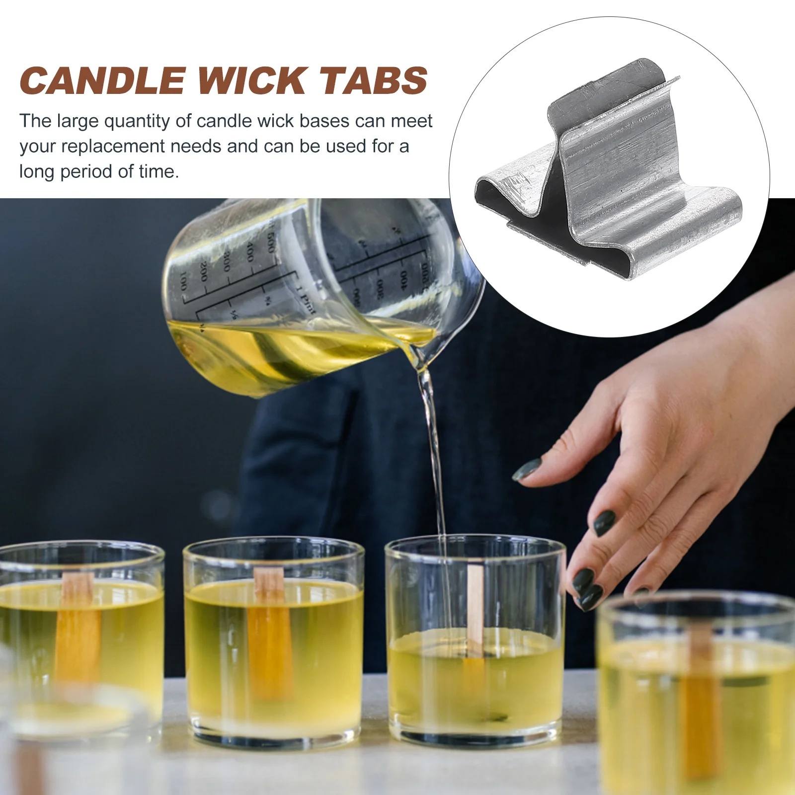 Wood wax core bases Wick Tabs Base Clips Wick Iron Tabs Holder Stand 100pcs candle wick holder