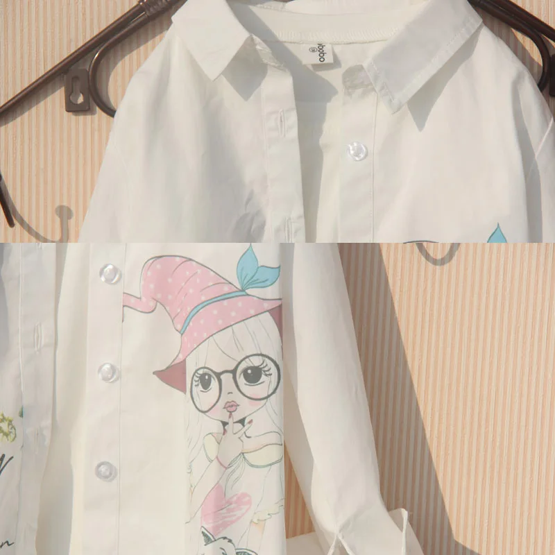Girls Kids Shirts Spring Children Clothes Cartoon Rabbit Long Sleeve Tops for 8 To 12 Years Teenage Girls