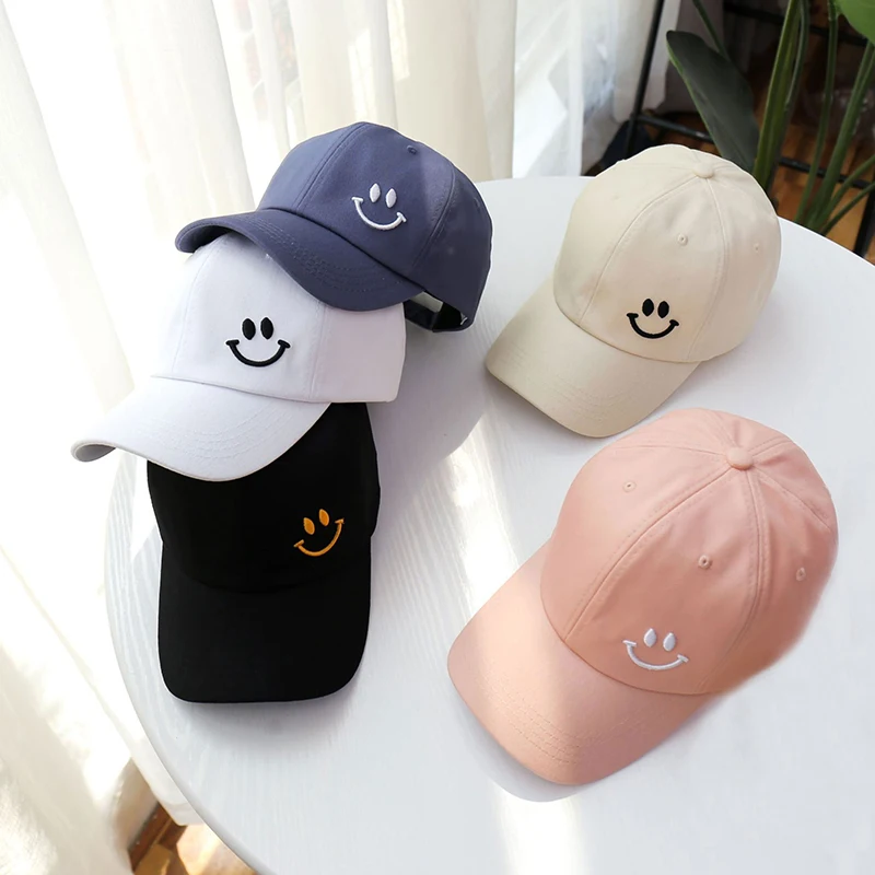 

High Quality Baseball Caps for Men Women Black White Smiley Face Embroidered Duck Tongue Hats Outdoor Sport Trucker Cap 56-60CM