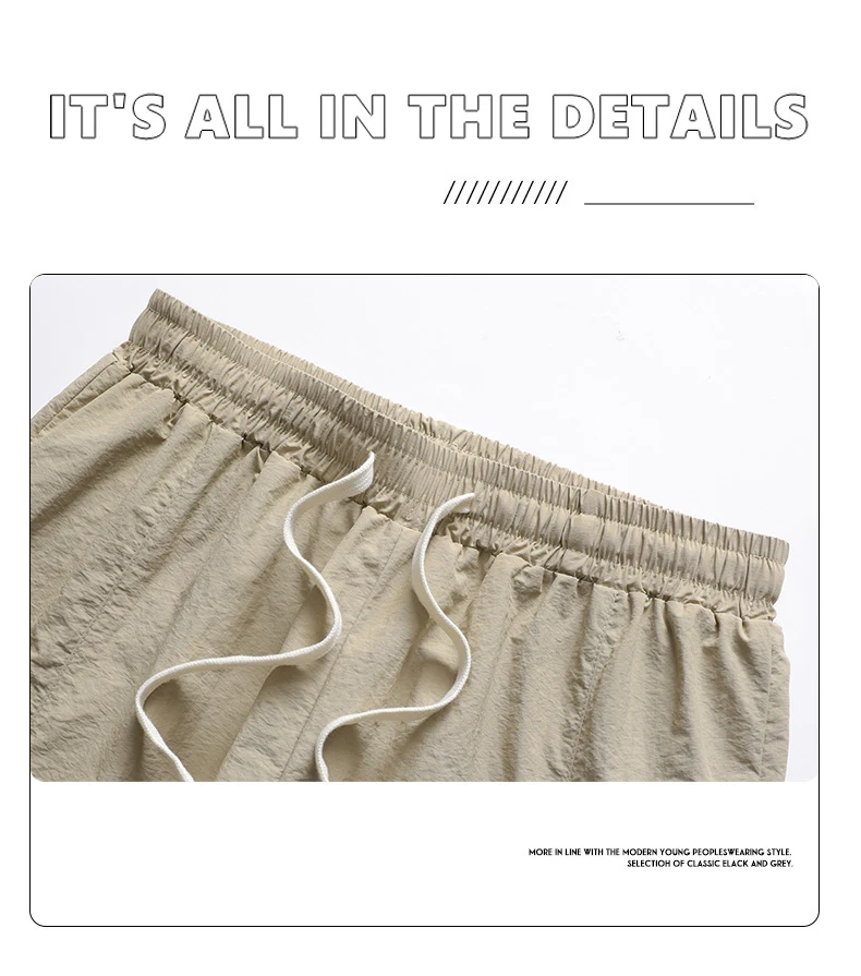 For 2025 Summer 100% Nylon Breathe Shorts Men Casual Elastic Waist Men Quick Dry Fitness Jogging Beach Black Fahion Shorts 4