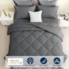 HEVUMYI 7 Pieces Queen Comforter Set, All Season Reversible Bed in a Bag Queen, Ultra Soft Queen Bedding Set with Grey 2