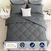 HEVUMYI 7 Pieces Queen Comforter Set, All Season Reversible Bed in a Bag Queen, Ultra Soft Queen Bedding Set with Grey 2
