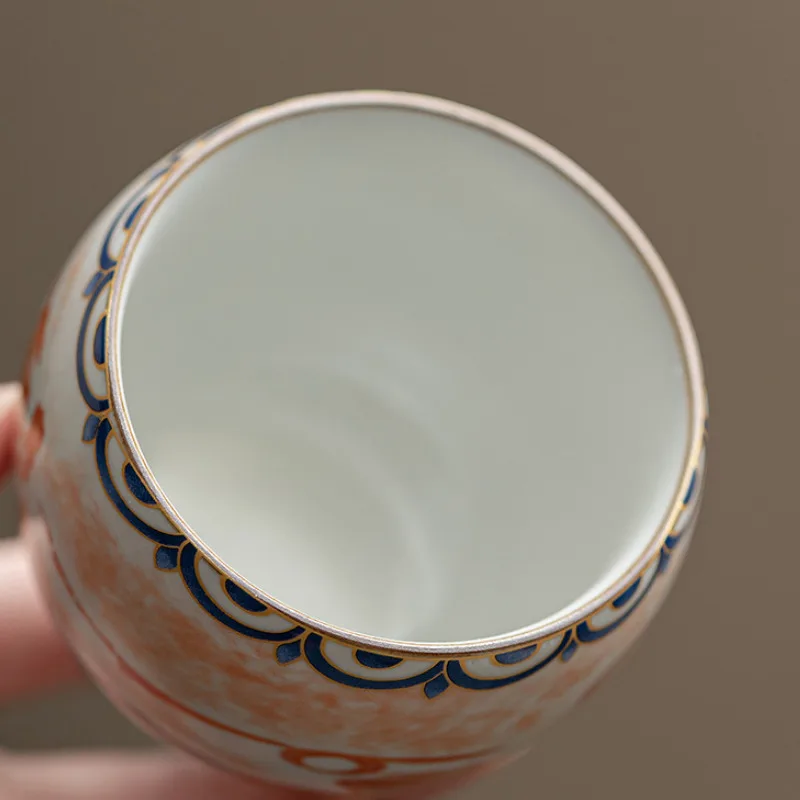 120ML Dunhuang Apsaras Ru Kiln Porcelain Teacup Zen Tea Bowl Cute Cup Fragrance Cup Chazhan Master Cups Teaware Supplies Craft
