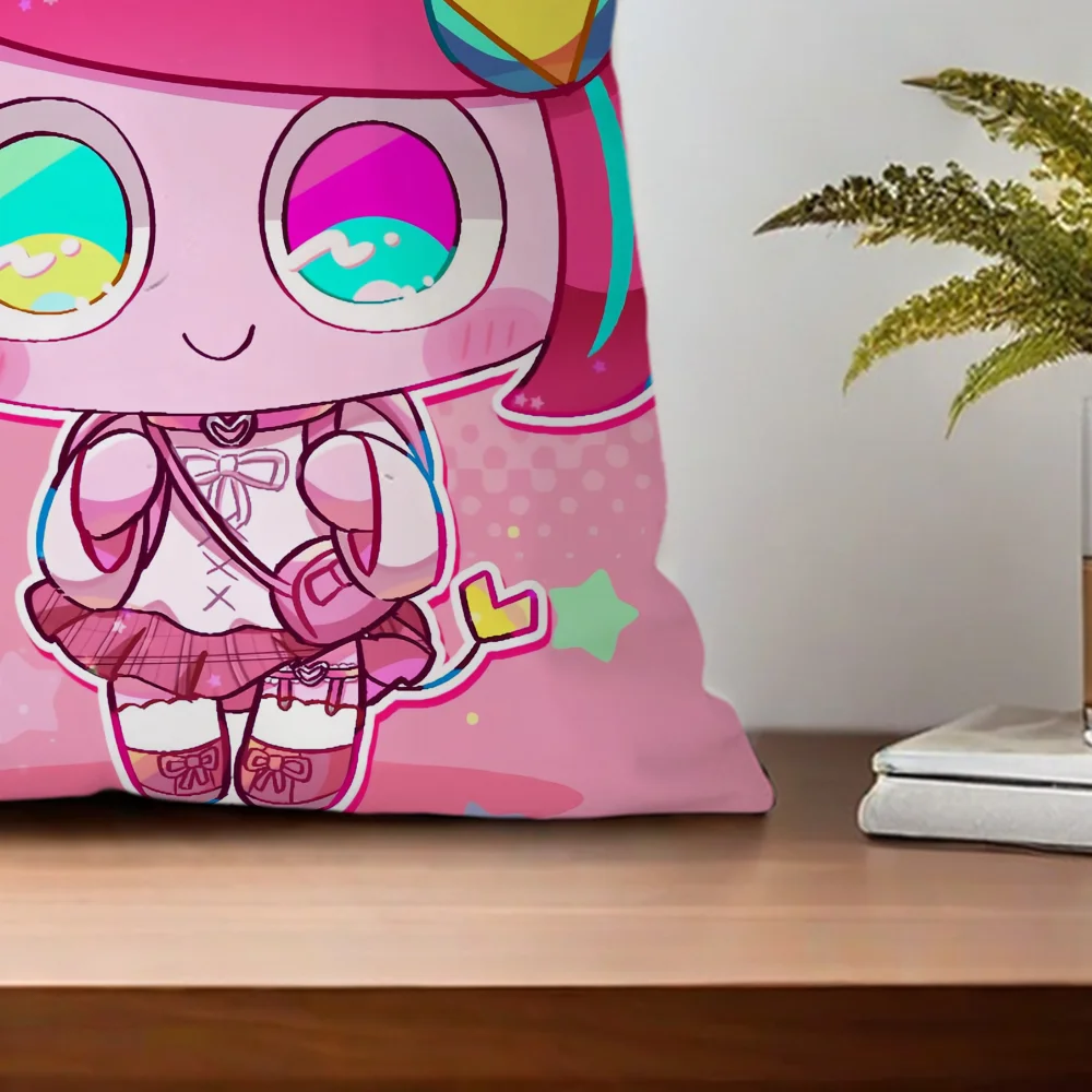 Kawaii Music-Themed Decorative Pillow Case