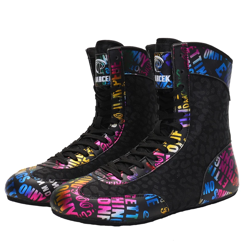 Martial Arts Shoes Wrestling Boots High Tube Boxing Shoes Adult Kid Size 27-45 Luxury Breathable Wrestling Sneakers SAMBO Squat Gym Fitness