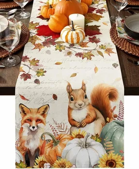 Autumn Fox and Squirrel Table Runner 1