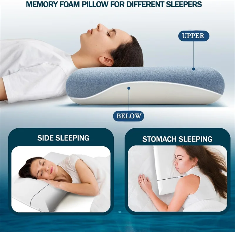 Memory Foam Orthopedic Pillow Slow Rebound Soft Ergonomic Pillow for Sleeping Deep Sleep Pillows for Side Back Stomach Sleepers 3