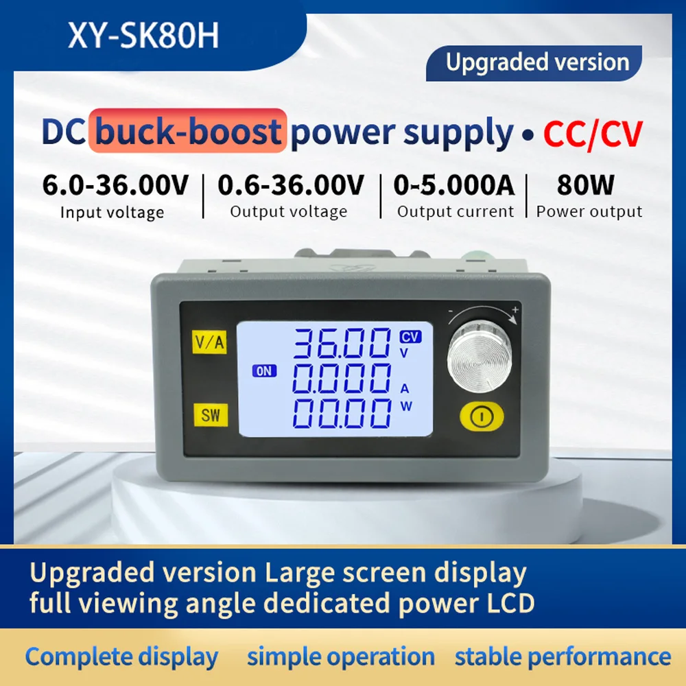 

SK80H CNC DC-DC Buck Boost Converter CC CV 0.6-36V 5A 80W Constant Voltage and Current Adjustable Regulated Power Supply Module