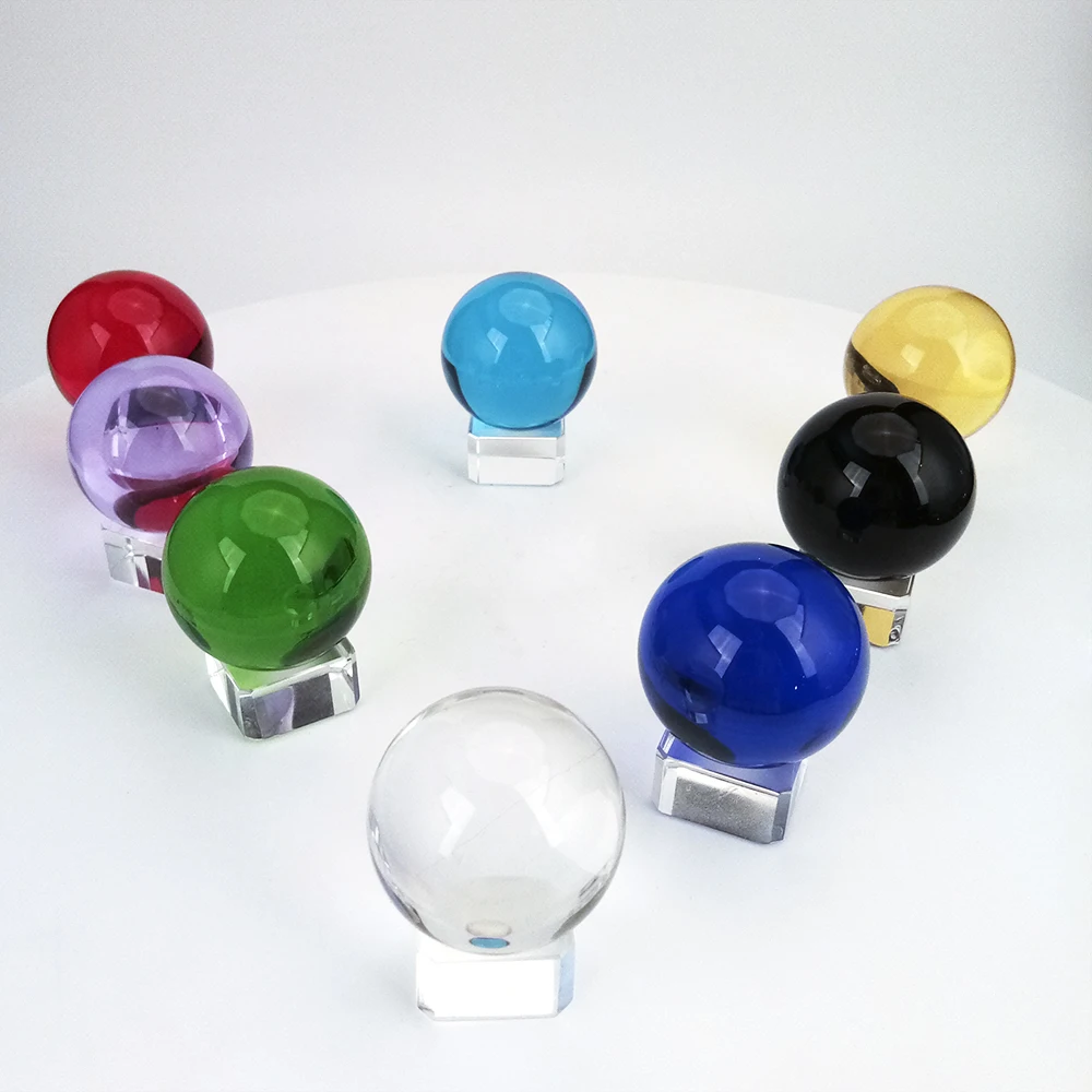 40mm Colors Crystal Ball Photography Props Transparent Glass Smooth Globe Feng Shui Sphere Ornaments Home Tabletop Decoration
