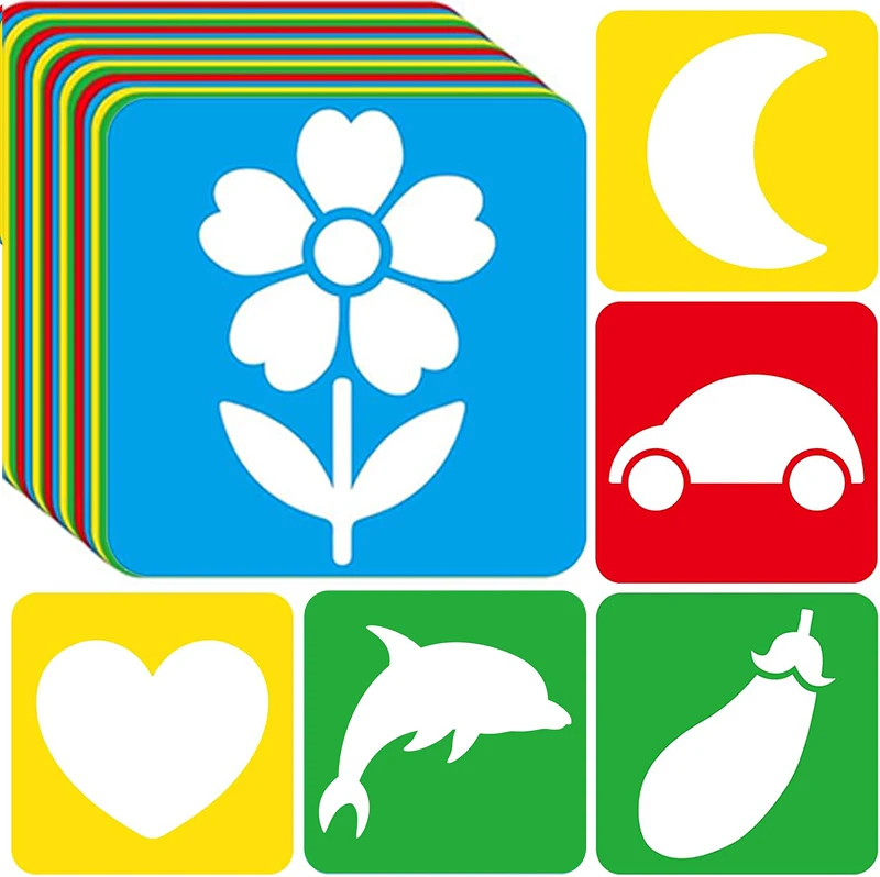 6PCS/Set Drawing Stencils for Kids Washable Reusable Learning Themed Primary Shape Template for Kid Toddlers Preschool TMZ