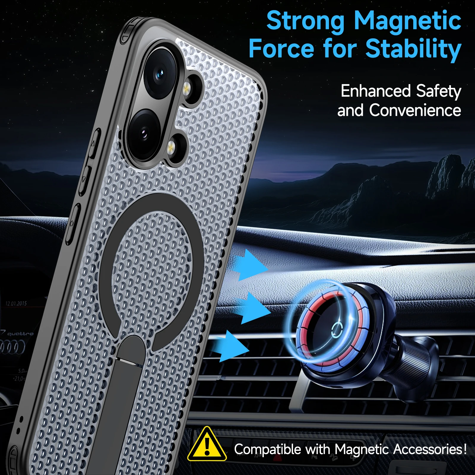 Advanced Heat Dissipation Phone Case with Magnetic Bracket and Tough Cover