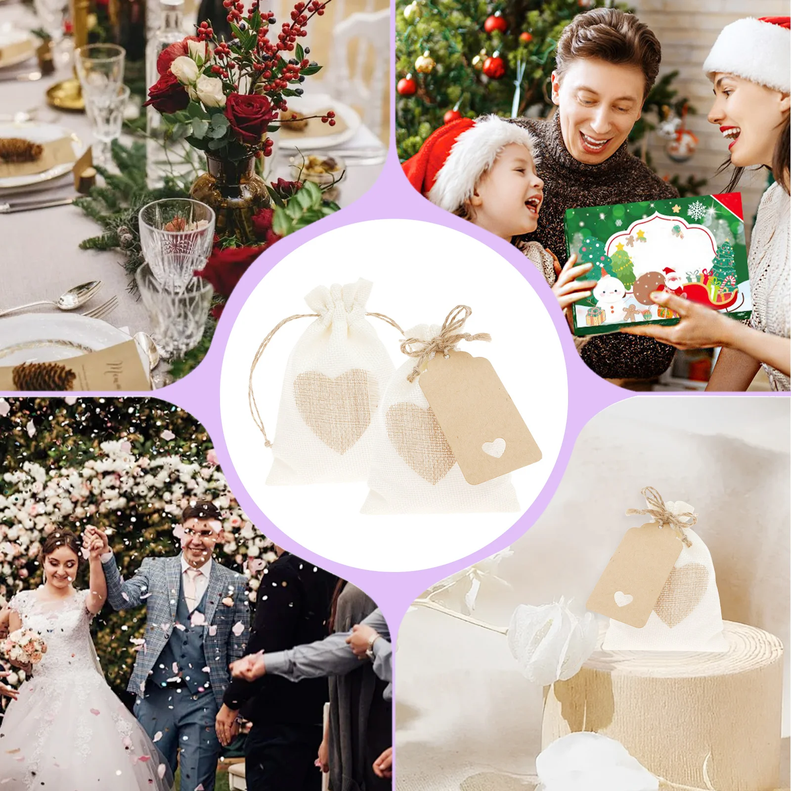 30PCS Burlap Gift Bags with Drawstring and Gift Tags 4x6 Inch Gift Burlap Linen Sacks Bag for Wedding Favors Party, Jewelry Bag