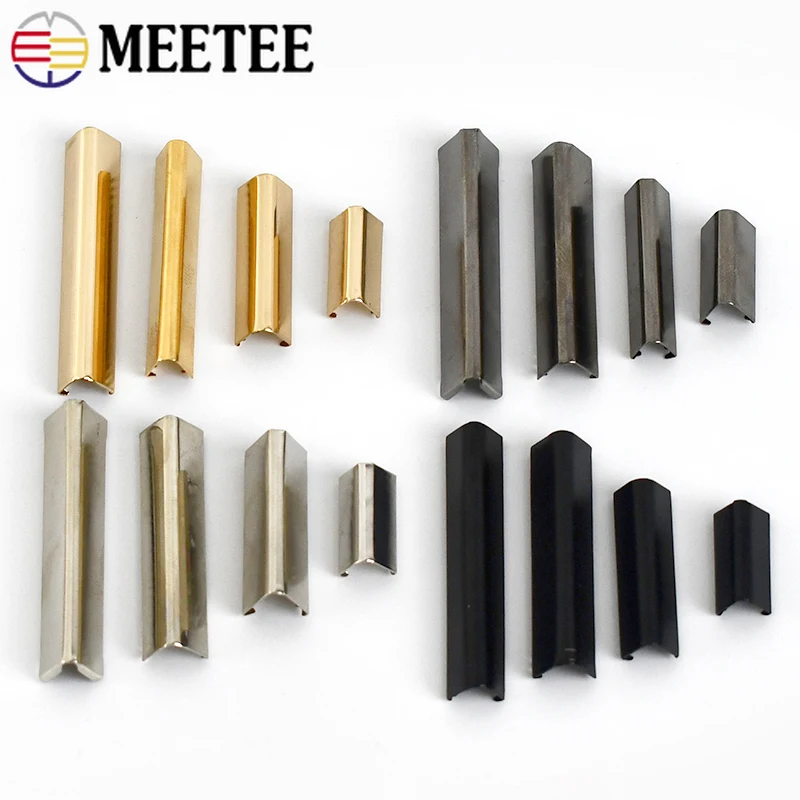 

10Pcs Meetee 10-60mm Metal Tail Clip Buckle Suspender Strap Belt End Clips Wallet Leather Cord Stopper Clasp Accessories