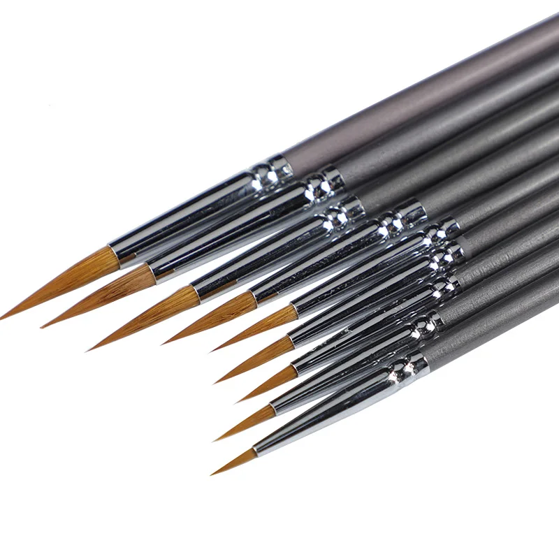 9 pcs weasel hair line book brush painting watercolor gouache oil painting hook line pen durable thin silver birch pen rod art 1