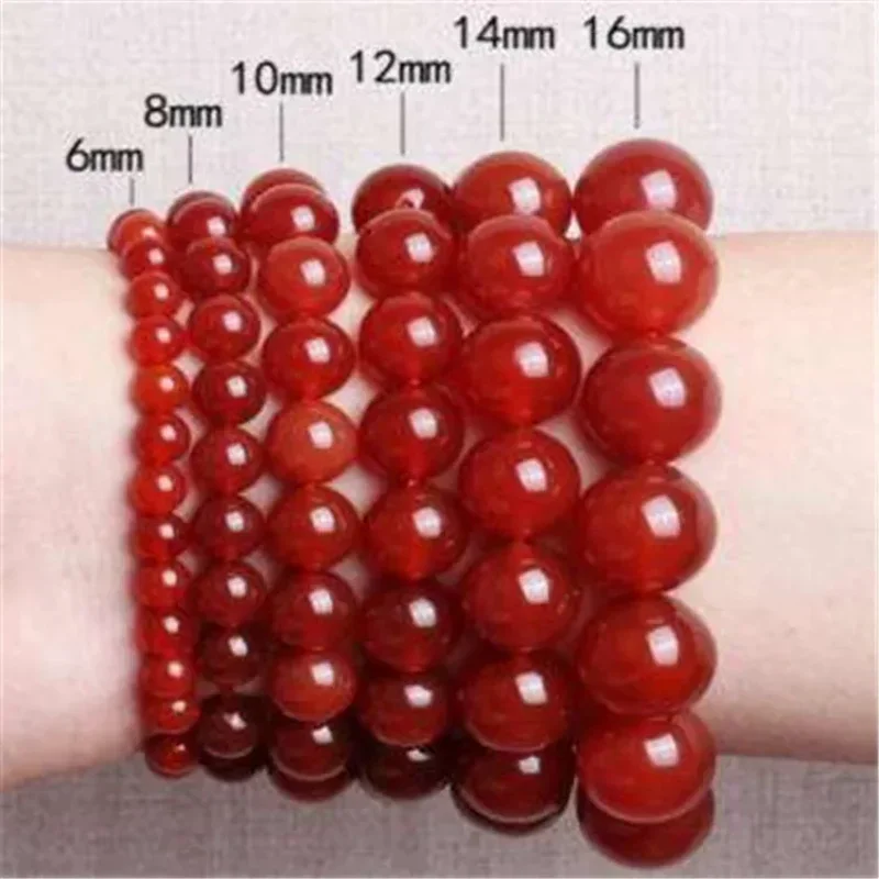 

Red agate bracelet natural 6-20M Buddhist bead scenic spot stalls live string natural men women health luck Chinese beads style