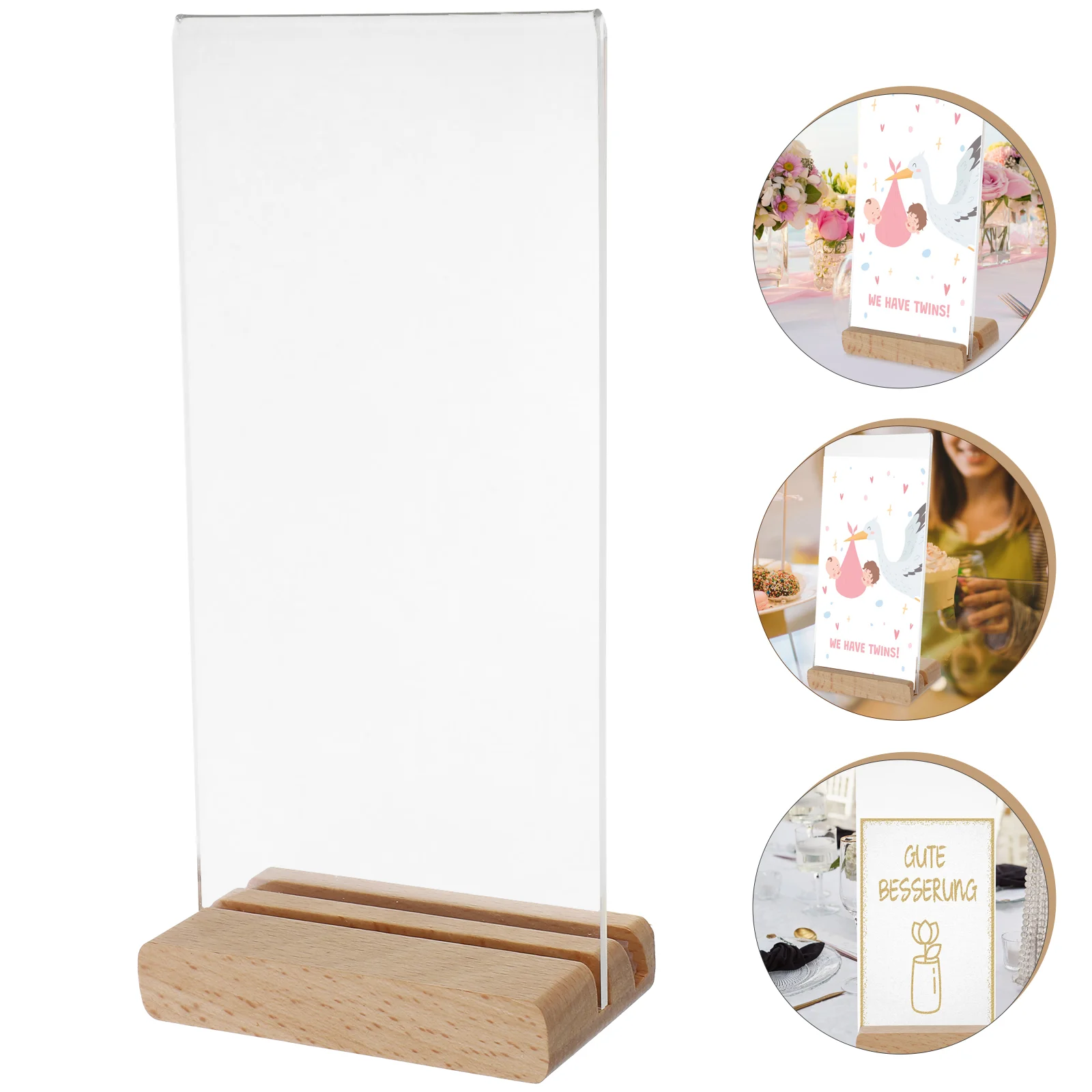 

Acrylic Label Shelves Brochure Display Stand Paper Holder Tabletop Sign Dual Purpose Transparent Card