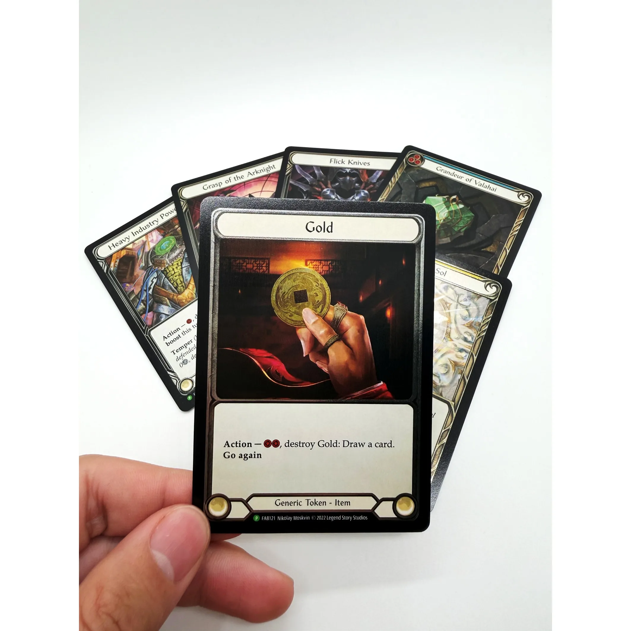 플레시 앤 블러드 TCG FAB 페이블드 & 저그 프로모션 세트 라이트 오브 솔, 그랜드르 오브 발라하이, 헤비 인더스트리 파워 플랜트 - DIY 프록시 카드