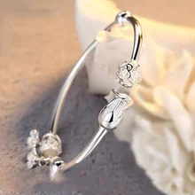 

Korean Fashion Creative Rose Jewelry 999Sterling Silver Ladies Bracelet Transfer Exquisite Bead Bracelet Jewelry Engagement Gift