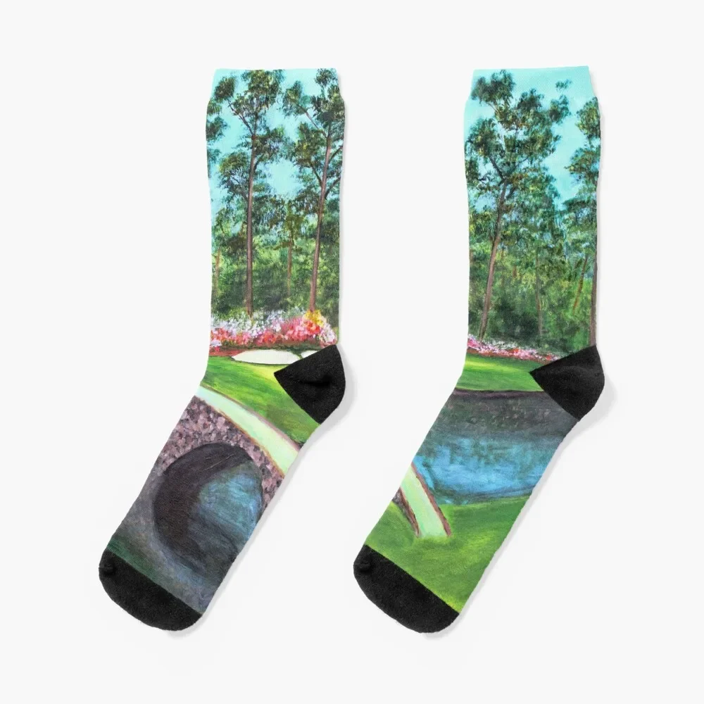 

12th Hole At Augusta National Golden Bell Socks Children's luxe Designer Man Socks Women's