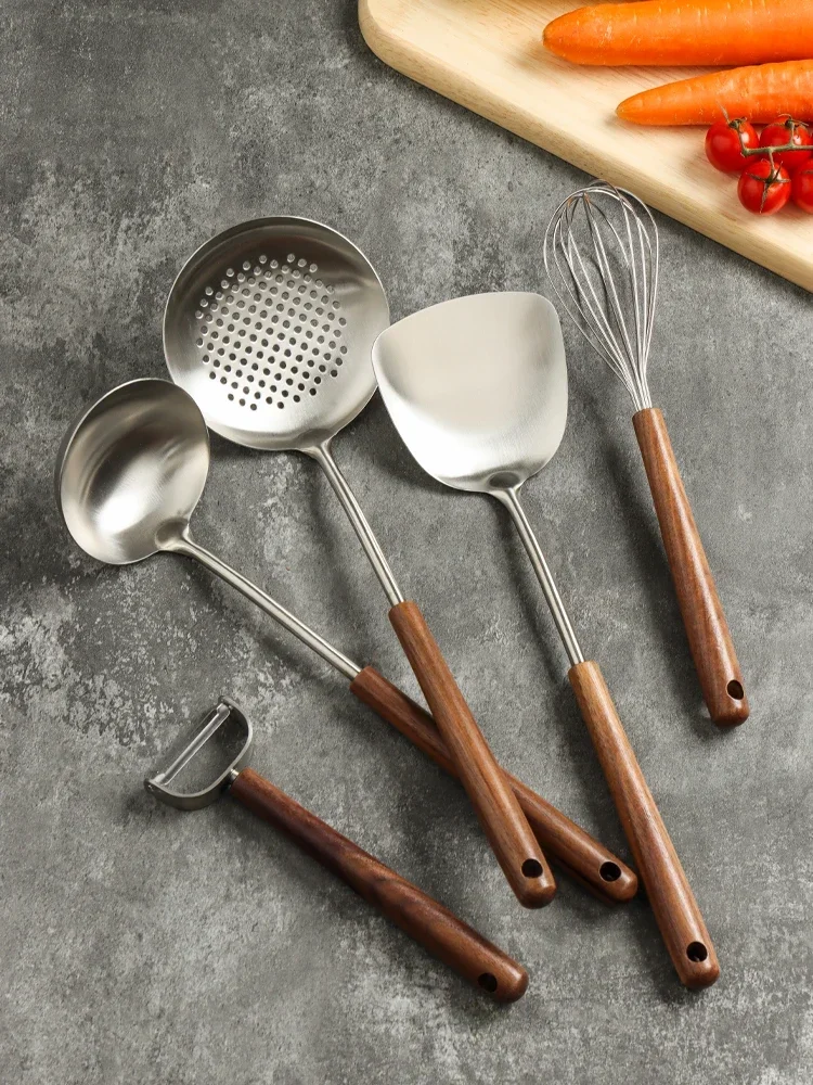 KAWASIMAYA 304 Stainless Steel Spatula Food Grade Soup Ladle Funnel Spoon Frying Spoon Frying Spatula Kitchenware Set