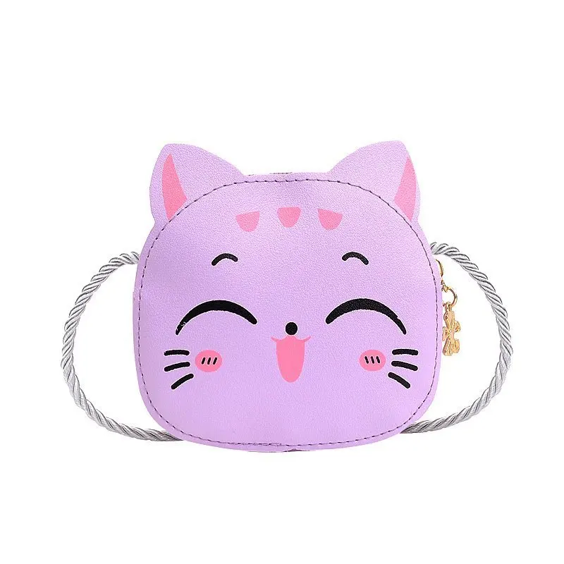 2023 New Outdoor Kids Shoulder Bag PU Leather Cartoon Girls Princess Handbag Cute Cat Travel Baby Mini Coin Purse Messenger Bags